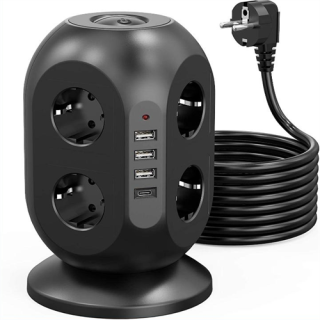 Tower Power Strip – 8 Outlets + USB