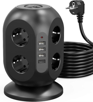 Tower Power Strip – 8 Outlets + USB