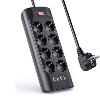 Power Strip – 8 Outlets + 4 USB-A