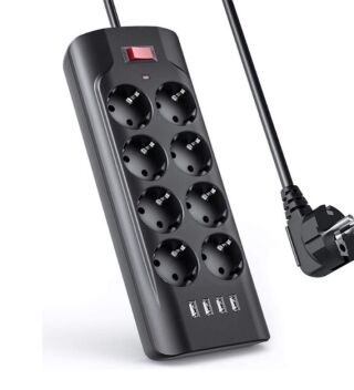 Power Strip – 8 Outlets + 4 USB-A