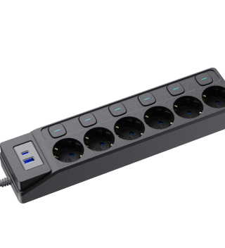 Power Strip – 6 Outlets + USB-A/USB-C
