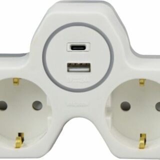 Plug Adapter – 2 Outlets + USB