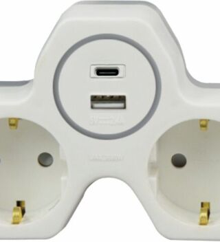 Plug Adapter – 2 Outlets + USB