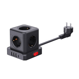 Cube Tower Power Strip – 5 Outlets + USB