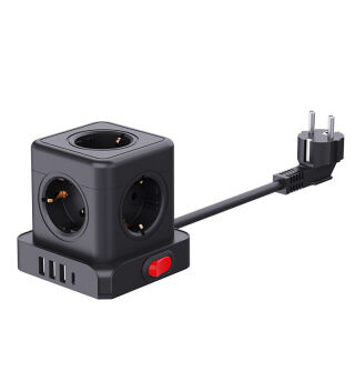 Cube Tower Power Strip – 5 Outlets + USB
