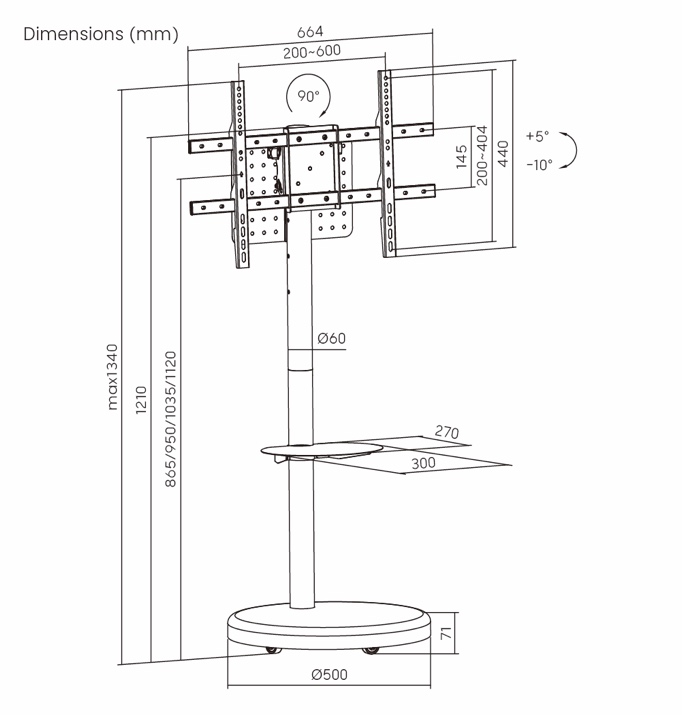 Heavy-Duty Mobile TV Floor Stand