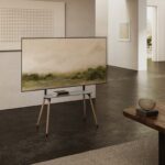 Easel Studio TV Floor Stand with Storage Shelf