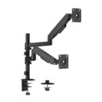 Linear Edge Pole-Mounted Dual-Screen Gas Spring Monitor Arm