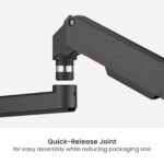 Linear Edge Pole-Mounted Dual-Screen Gas Spring Monitor Arm