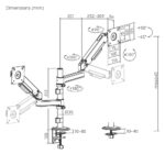 Linear Edge Pole-Mounted Dual-Screen Gas Spring Monitor Arm