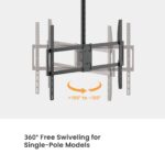 Single-Pole Cost-Effective Heavy-Duty Ceiling Mount for Large TVs