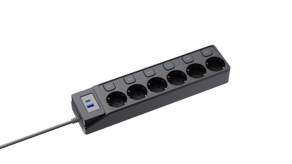 Power Strip – 6 Outlets + USB-A/USB-C