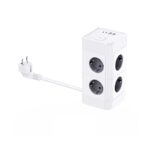 Compact Tower Power Strip – 5 Outlets + USB