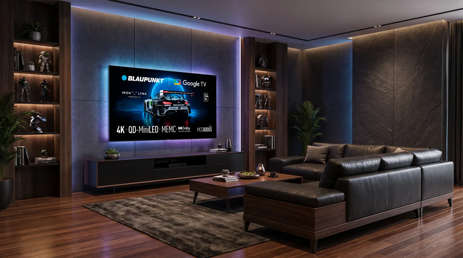 Blaupunkt MCG8000S QD-MiniLED Google TV in a home entertainment room